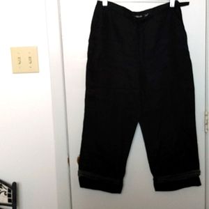 WilliSmith Capri black linen w/side zipper and button closure pockets